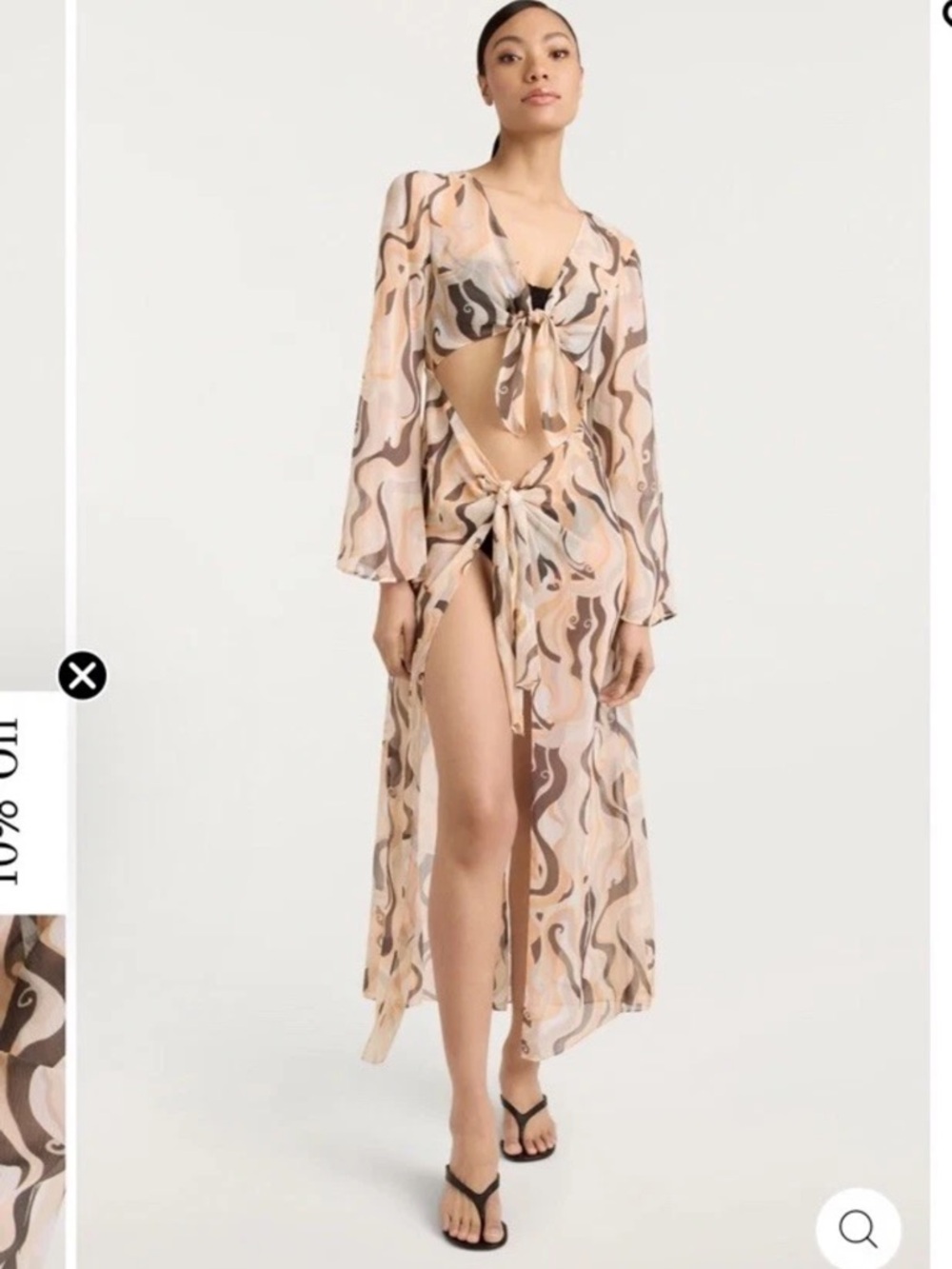 - Cinq à Sept  Canyon Swirl Talita Tie-Knot natural multi Cover-Up Dress L & XL
